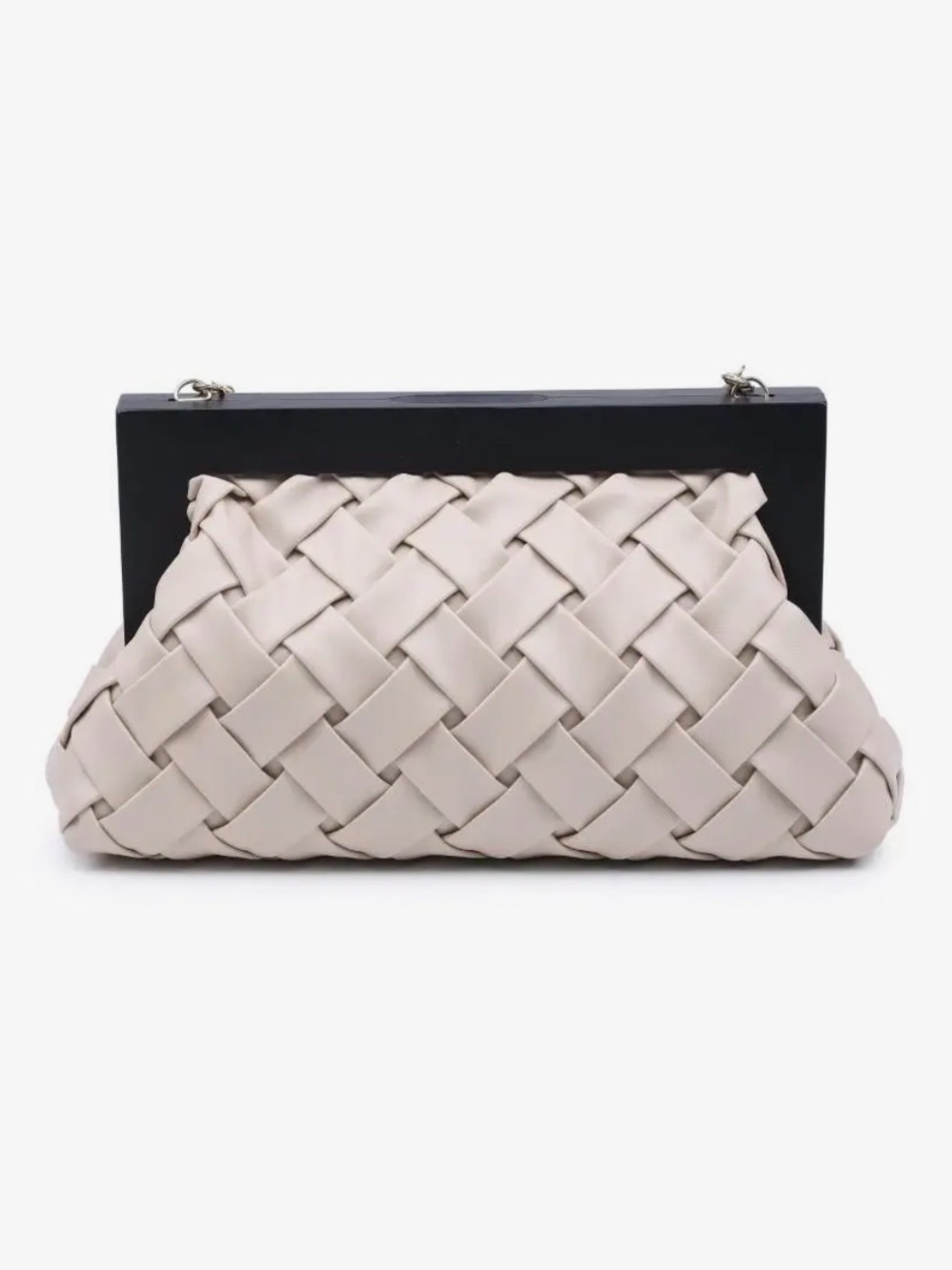 NWT Cream Black Woven Clutch Statement Coastal Luxe Resort Vacation Style